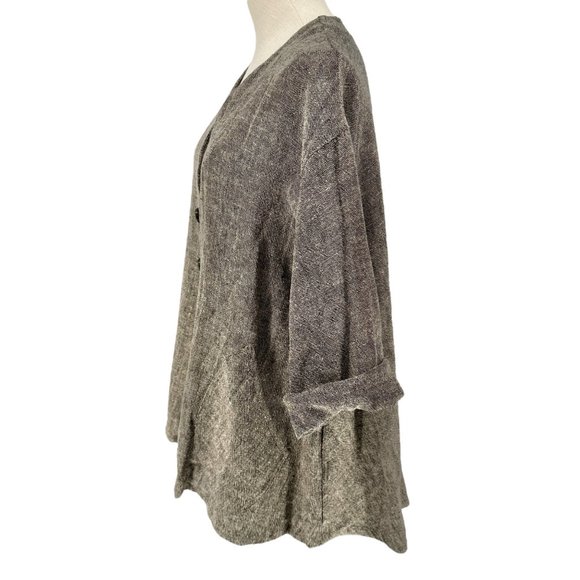 Stijfselkissie Shirt Jacket Womens XS Gray Textured Linen Drape Style Pockets - Picture 9 of 13